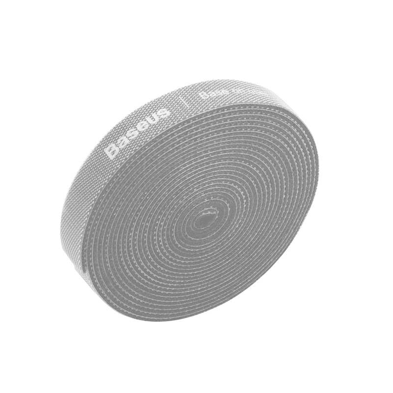 Banda Velcro pentru organizarea cablurilor Baseus Rainbow Circle, 3m, gri - solutia ideala pentru gestionarea ordonata a cablurilor in orice spatiu.