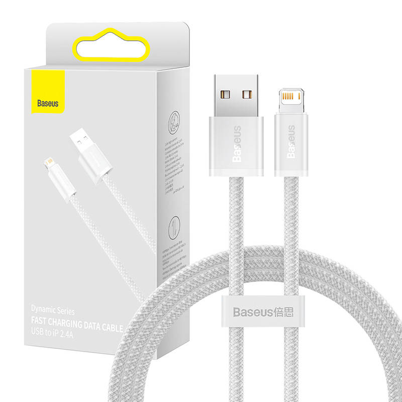 Baseus Cablu dinamic USB catre Lightning, 2.4A, 1m (alb)