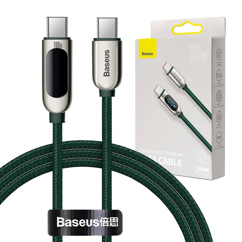 Baseus Cablu pentru ecran USB-C la USB-C 100W 1m (verde)