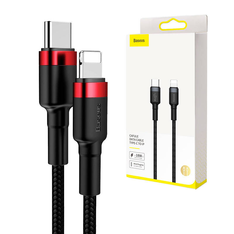 Baseus Cafule Cable Type-C la iP PD 18W 1m Rosu+negru