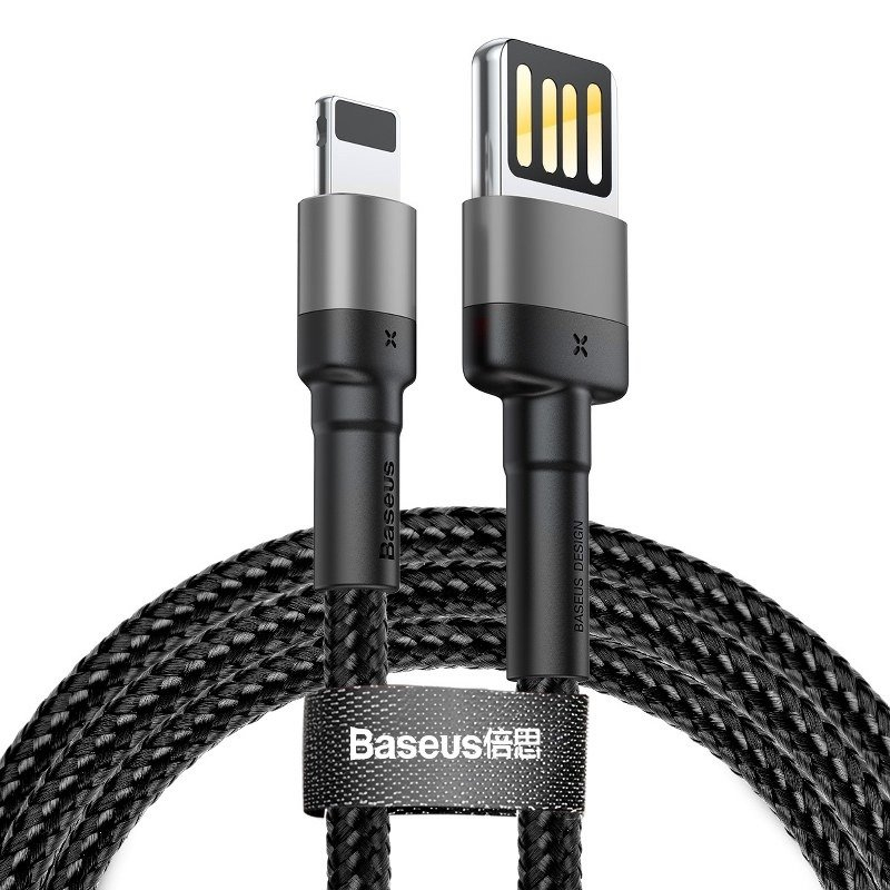 Baseus Cafule Cablu USB Lightning cu doua fete 1,5A 2m (gri+negru)