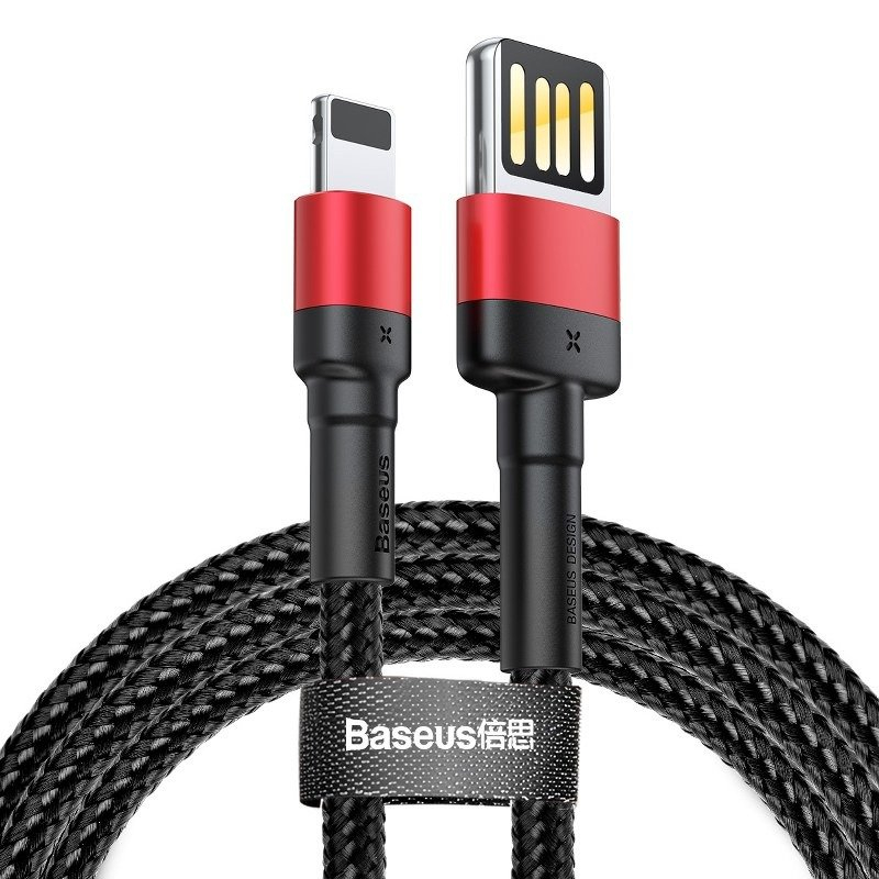 Baseus Cafule Cablu USB Lightning cu doua fete 2,4A 1m (negru+rosu)