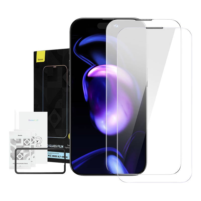 Baseus Crystal Tempered Glass Dust-proof 0.3mm pentru iPhone 14 Pro Max (2pcs)