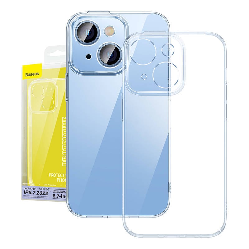 Baseus Crystal transparent caz si set de sticla temperata pentru iPhone 14 Plus