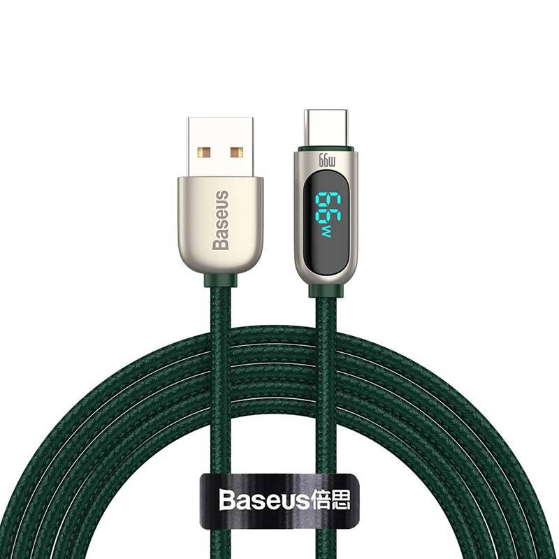 Baseus Display Cable USB to Type-C, 66W, 2m (verde)