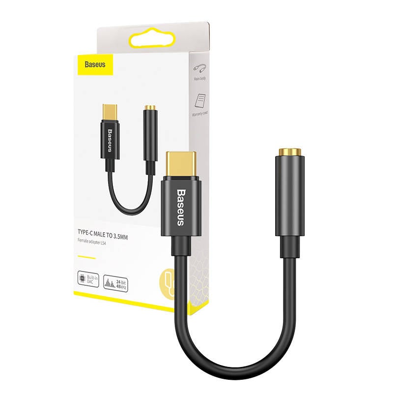 Baseus L54 Adaptor audio USB-C + mini jack 3,5 mm (negru)