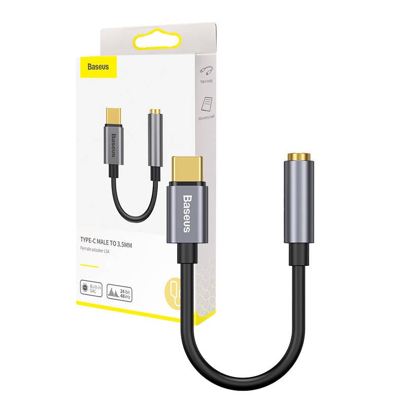 Baseus L54 Adaptor audio USB-C + mini jack 3,5 mm (negru+gri)