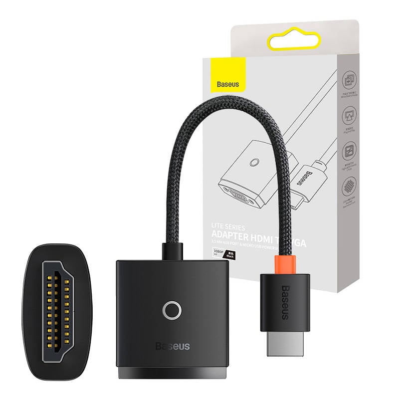 Baseus Lite Series HDMI la adaptor VGA cu audio (negru)