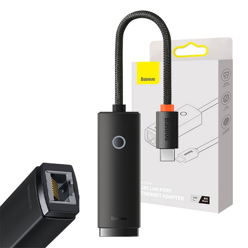 Baseus Lite Series USB-C la adaptor de retea RJ45, 100Mbps (negru)