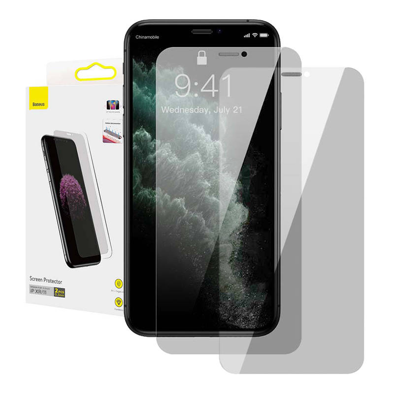 Baseus Protector de Ecran Ultra Subtire 0.3mm (2 Bucati) pentru iPhone XR 11 - Protectie Maxima pentru Ecran Securizat