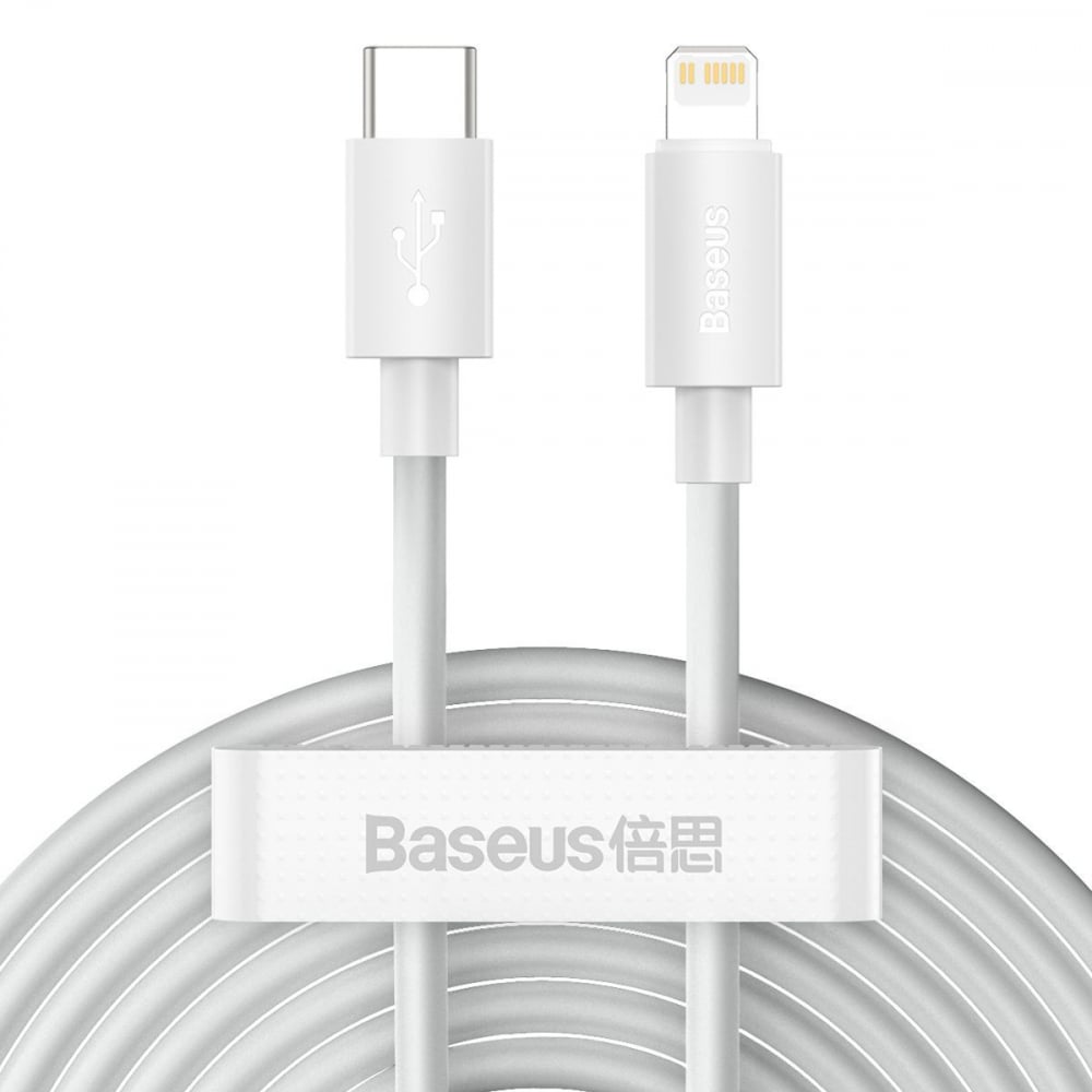 Baseus Simple Wisdom Data Cable Kit USB-C to Lightning PD 20W (2PCS Set) 1.5m Alb