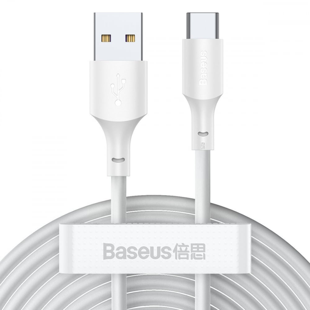 Baseus Simple Wisdom Data Cable Kit USB to Type-C 5A (2PCS Set 1.5m Alb