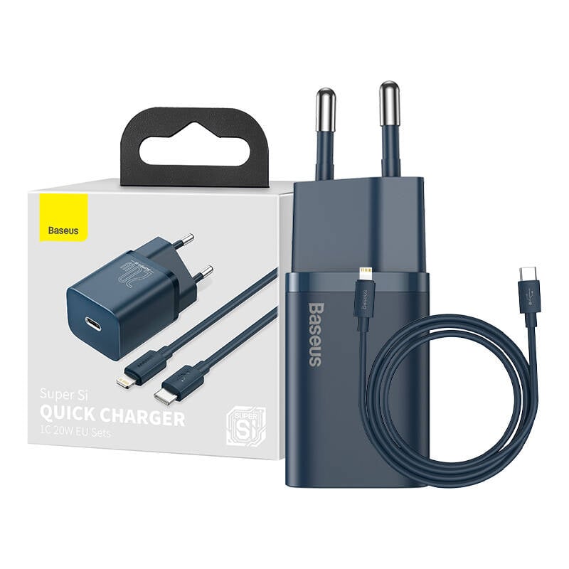 Baseus Super Si Quick Charger 1C 20W cu cablu USB-C pentru Lightning 1m (albastru)