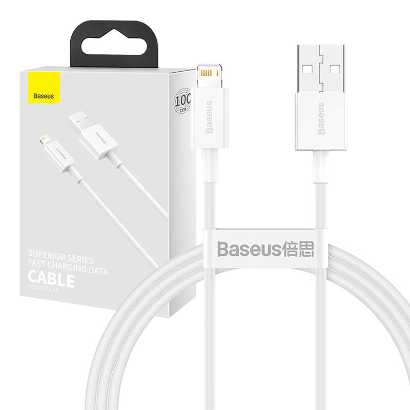 Baseus Superior Series Cablu USB catre Lightning, 2.4A, 1m (alb)