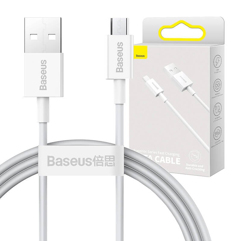 Baseus Superior Series Cablu USB catre micro USB, 2A, 1m (alb)