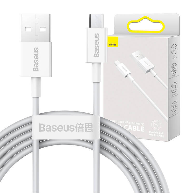 Baseus Superior Series Cablu USB catre micro USB, 2A, 2m (alb)