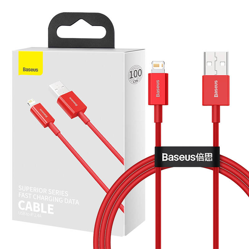 Baseus Superior Series Cablu USB la iP 2.4A 1m (rosu)