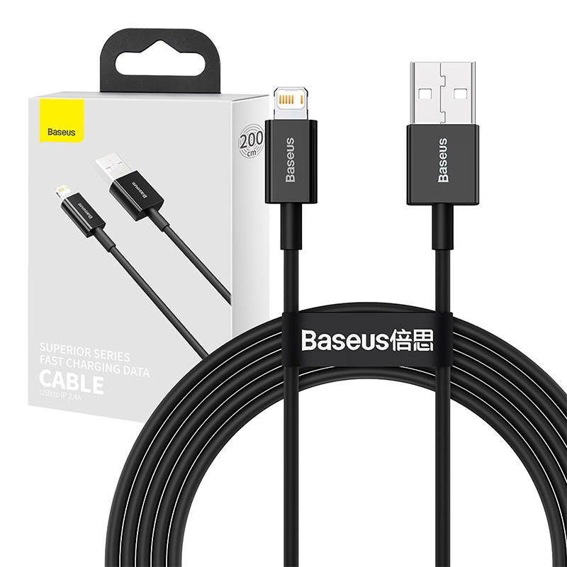 Baseus Superior Series Cablu USB la iP 2.4A 2m (negru)