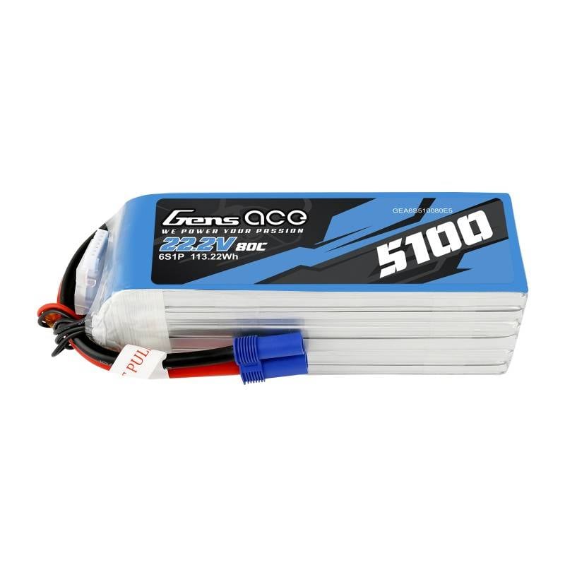 Baterie GensAce 5100mAh 22.2V 80C 6S1P EC5