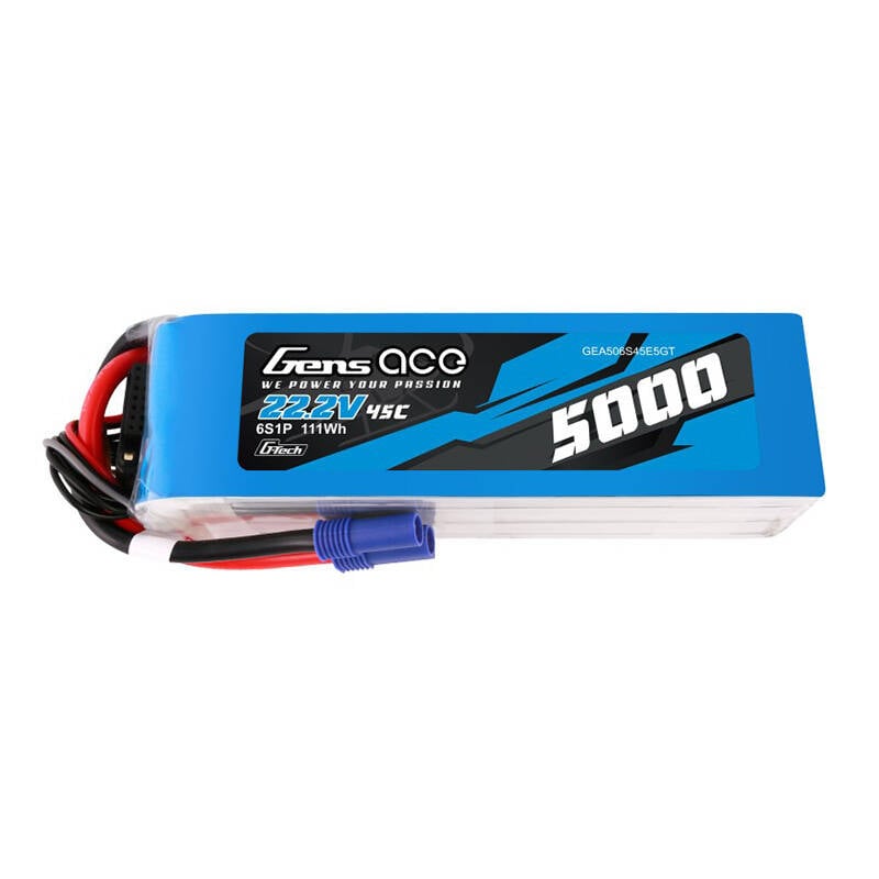 Baterie LiPo Gens ace G-Tech 5000mAh 22.2V 45C 6S1P cu mufa EC5