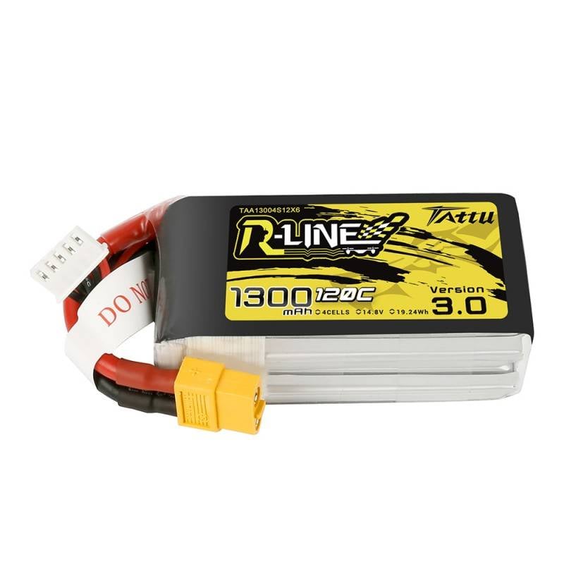 Baterie Lipo Tattu R-Line 1300mAh 14.8V 60C , Putere si Performanta pentru Drone si RC! Ideala pentru pasionati, usor de utilizat si cu greutate redusa!