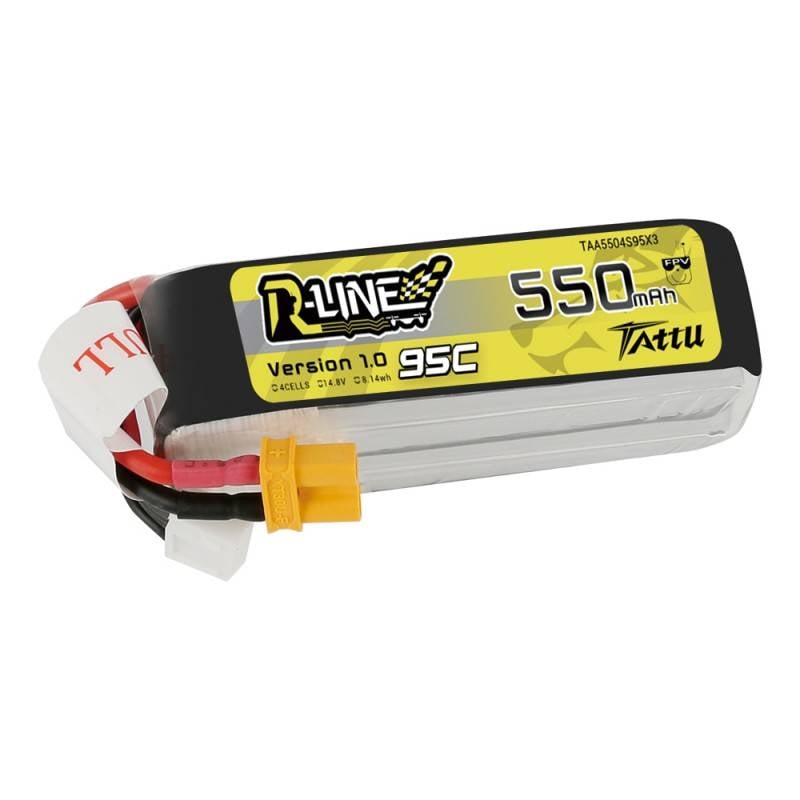 Baterie PowerDrive Tattu R-Line 550mAh 14.8V 95C 4S1P - Performanta maxima pentru drona! Energiti-va aventura cu puterea de 95C. Ideala pentru pasionatii de RC!