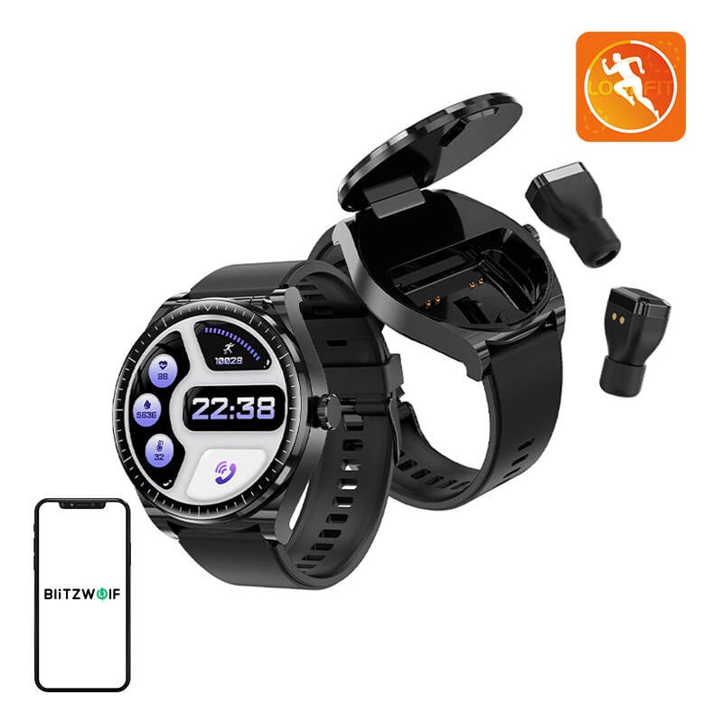 BlitzWolf BW-HW1 smartwatch + casti TWS (negru)