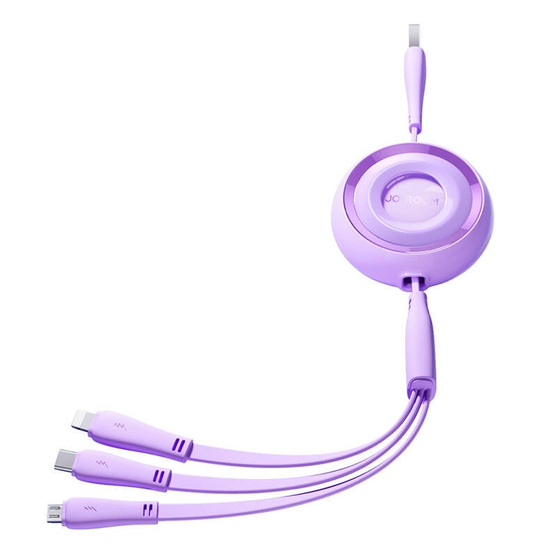 Cablu 3in1 Joyroom USB colorat la USB-C Lightning Micro USB 3,5 A, 1m (violet)