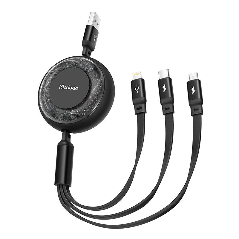 Cablu 3in1 USB la USB-C Lightning Micro USB, Mcdodo CA-3570, 1,2 m (negru)