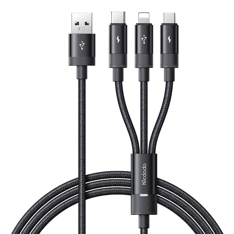 Cablu 3in1 USB la USB-C Lightning Micro USB, Mcdodo CA-5790, 3.5A, 1.2m (negru)