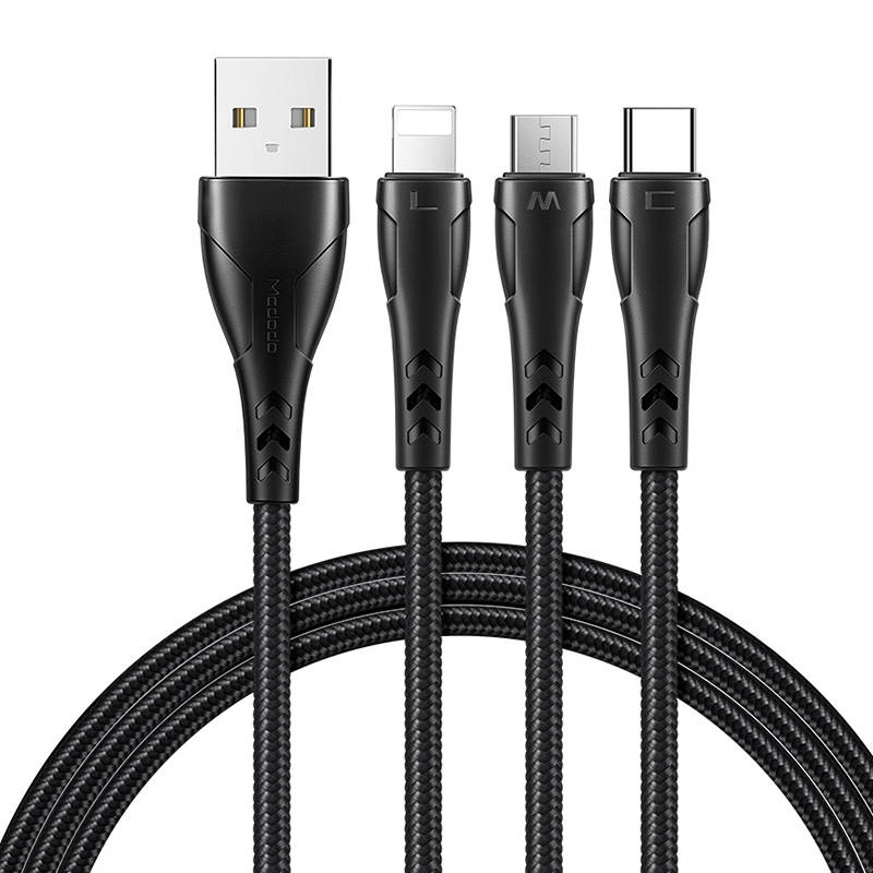 Cablu 3in1 USB la USB-C Lightning Micro USB, Mcdodo CA-6960, 1,2 m (negru)