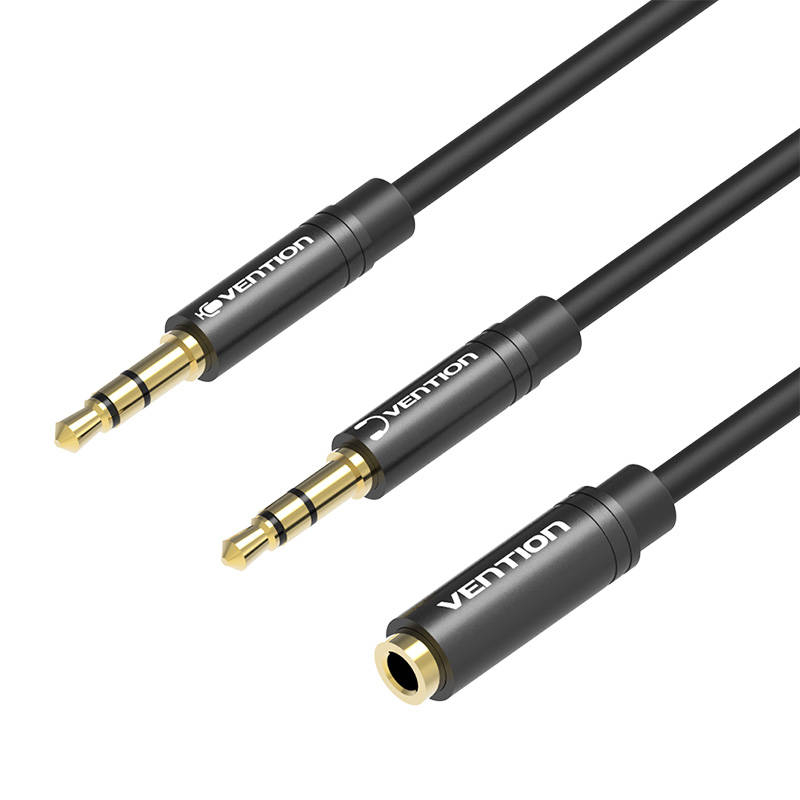 Cablu audio 2 x 3,5 mm masculin la 3,5 mm feminin Vention BBOBY 0,3 m (negru)