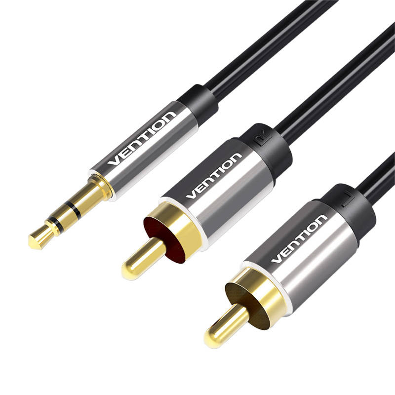 Cablu audio 2xRCA la 3,5 mm Vention BCFBD 0,5 m (negru)