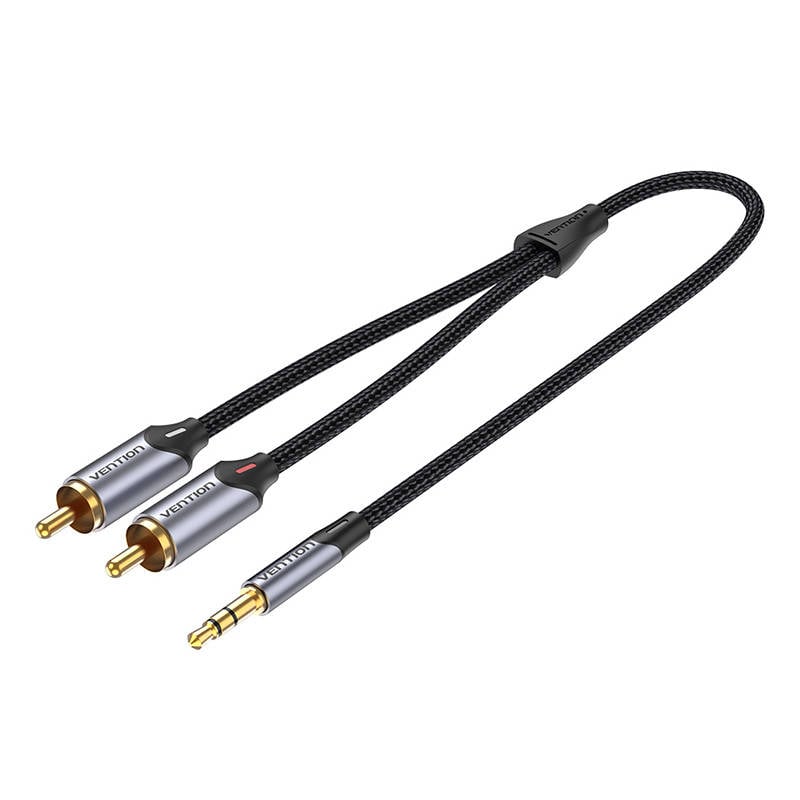 Cablu audio 2xRCA la 3,5 mm Vention BCNBD 0,5 m (gri)