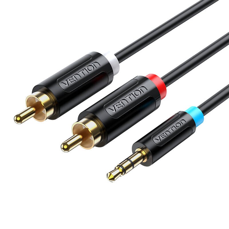 Cablu audio de 3,5 mm la 2 x RCA Vention BCLBI 3m negru