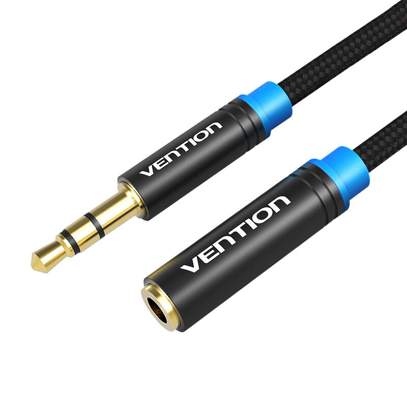 Cablu audio de 3,5 mm masculin-femela Vention VAB-B06-B100-M 1m negru