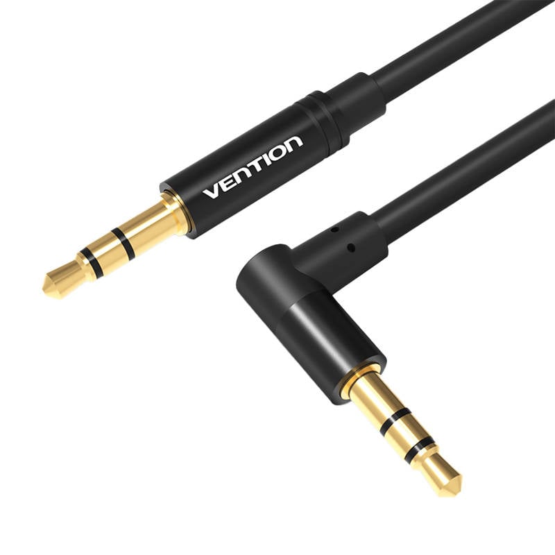 Cablu audio de 90 de grade mini jack de 3,5 mm AUX Vention BAKBD-T 0,5 m (negru)