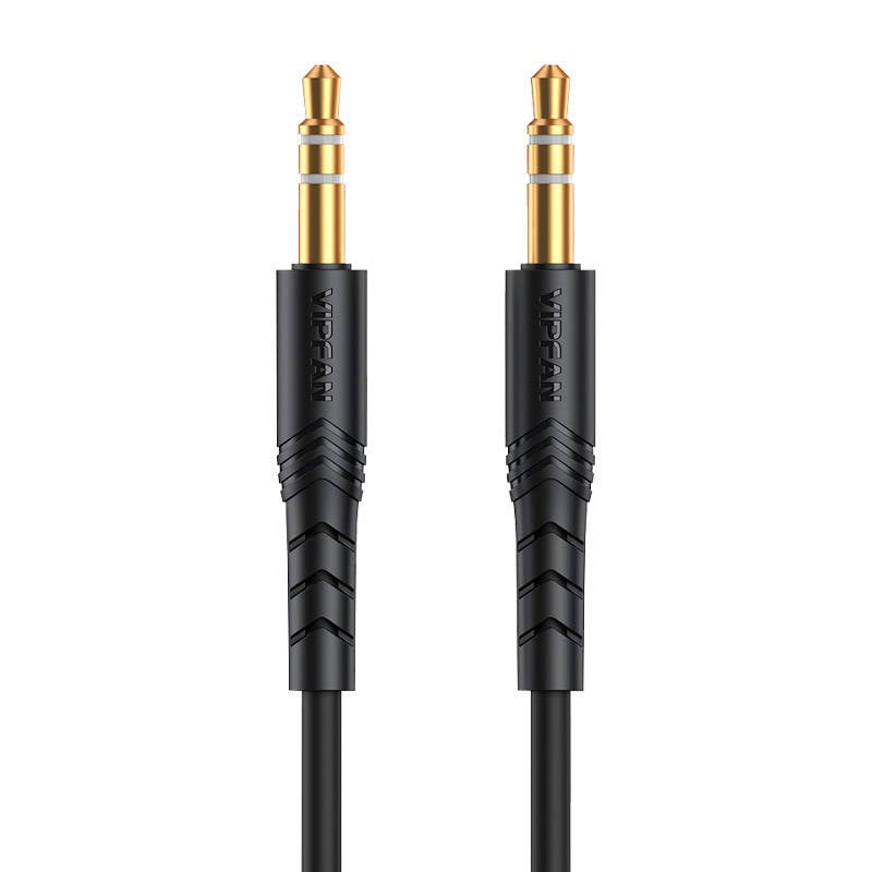 Cablu AUX mini jack 3,5 mm VFAN L04 1m, placat cu aur (negru)