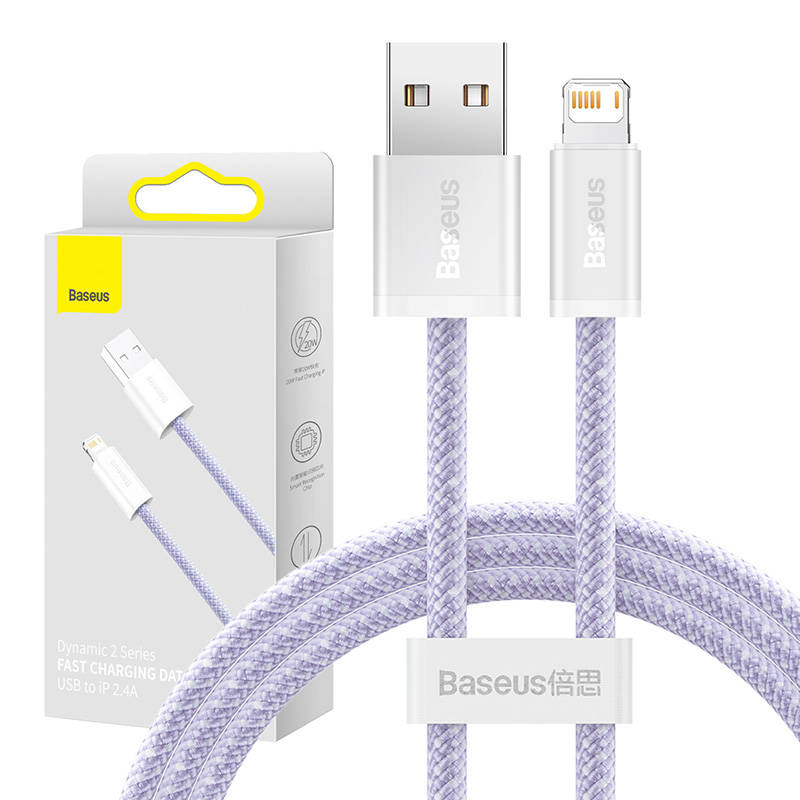 Cablu de date USB pentru Lightning Baseus Dynamic 2 Series, 2,4A, 1m (violet)