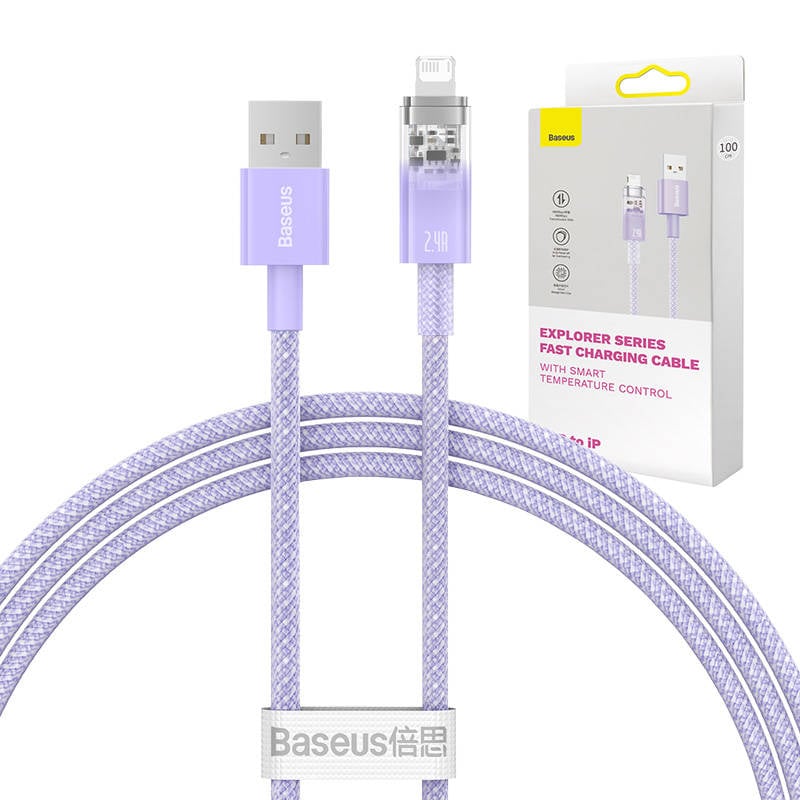 Cablu de incarcare rapida Baseus USB-A catre Lightning Explorer Series 1m 2.4A (violet)