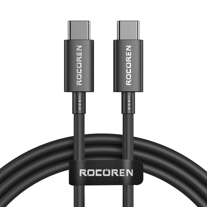 Cablu de incarcare rapida Rocoren USB-C catre USB-C Simples Series 100W, 1m (negru)