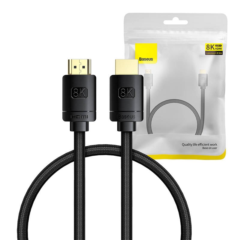 Cablu HDMI la HDMI Baseus de inalta definitie 0,5 m, 8K (negru)