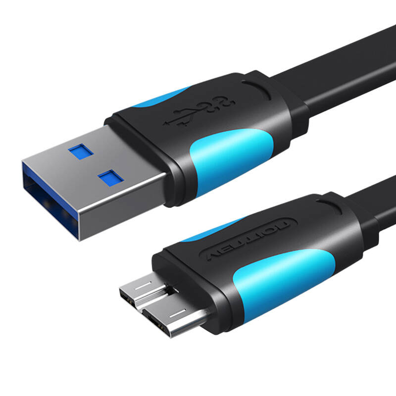 Cablu plat USB 3.0 A catre micro-B Vention VAS-A12-B025 0,25 m Negru