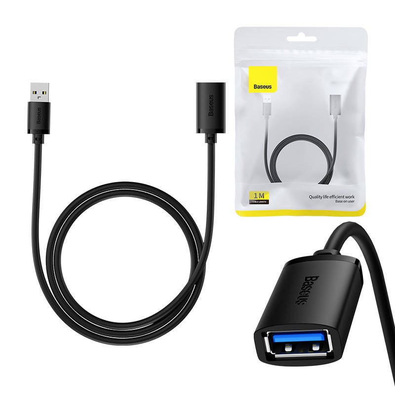 Cablu prelungitor USB 3.0 Baseus de la M la F, seria AirJoy, 1 m (negru)