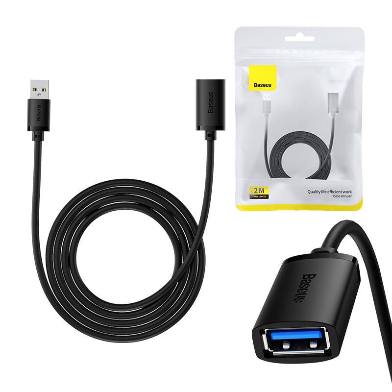 Cablu prelungitor USB 3.0 Baseus de la M la F, seria AirJoy, 2 m (negru)