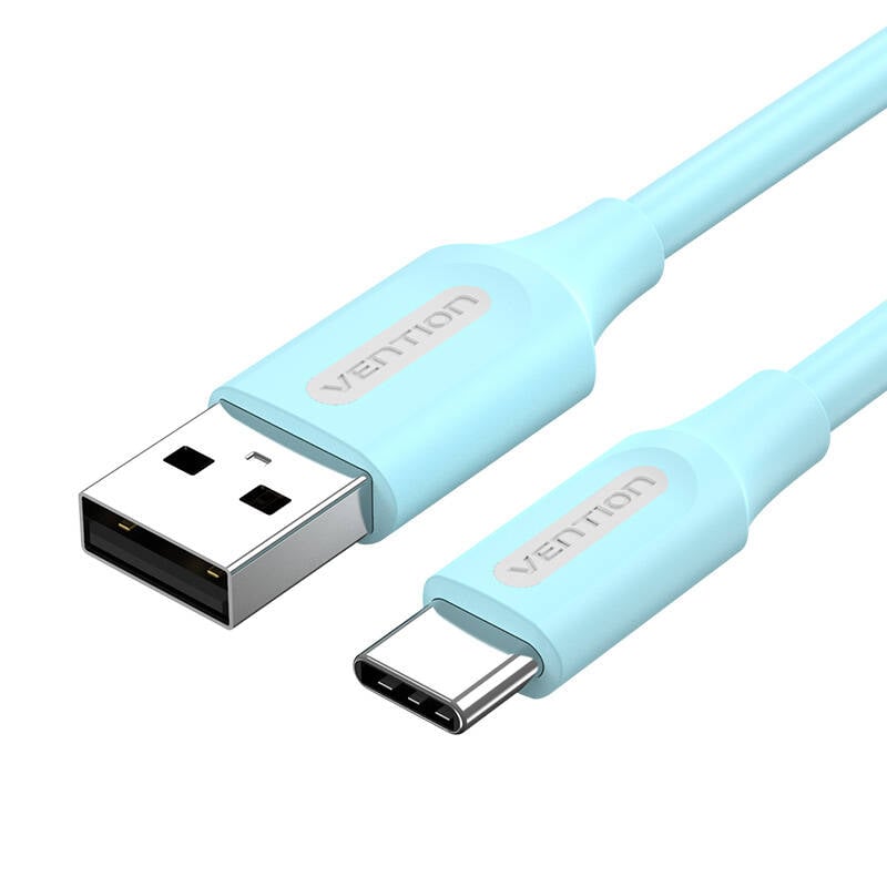 Cablu USB 2.0 A catre USB-C Vention COKSF 1m 3A albastru deschis