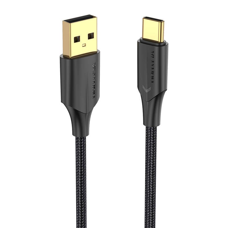 Cablu USB 2.0 la USB-C Vention CTFBF LED 3A 1m (negru)