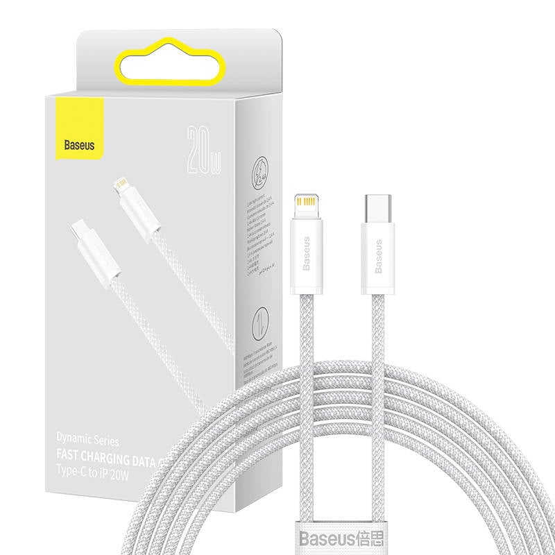 Cablu USB-C Baseus pentru seria Lightning Dynamic, 20W, 2m (alb)