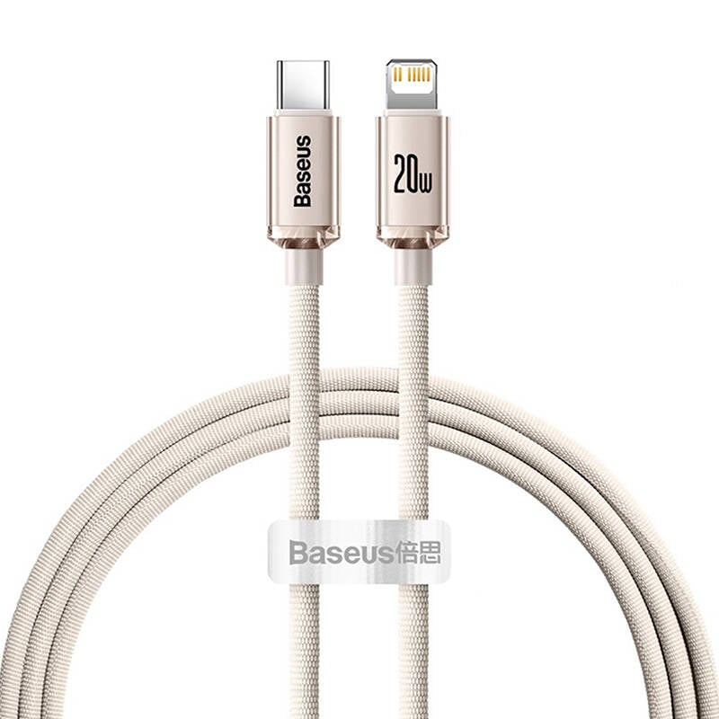 Cablu USB-C do iP Baseus Crystal Shine, 20W, 1.2m (rozowy)