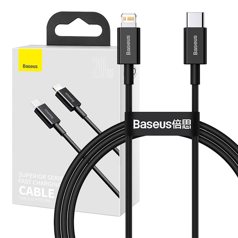 Cablu USB-C la Lightning Baseus Superior, 20W PD, 1m, Argintiu - Incarcare Rapida pentru Dispozitive Apple